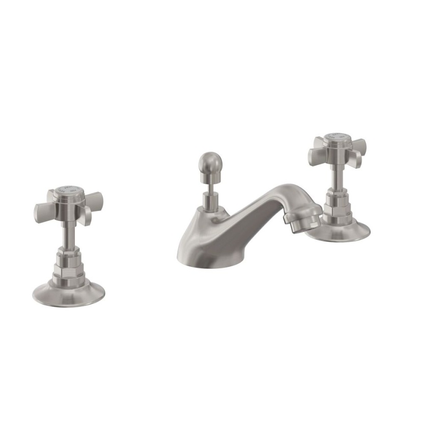 Heritage Dawlish Brushed Nickel 3 Tap Hole Basin Mixer